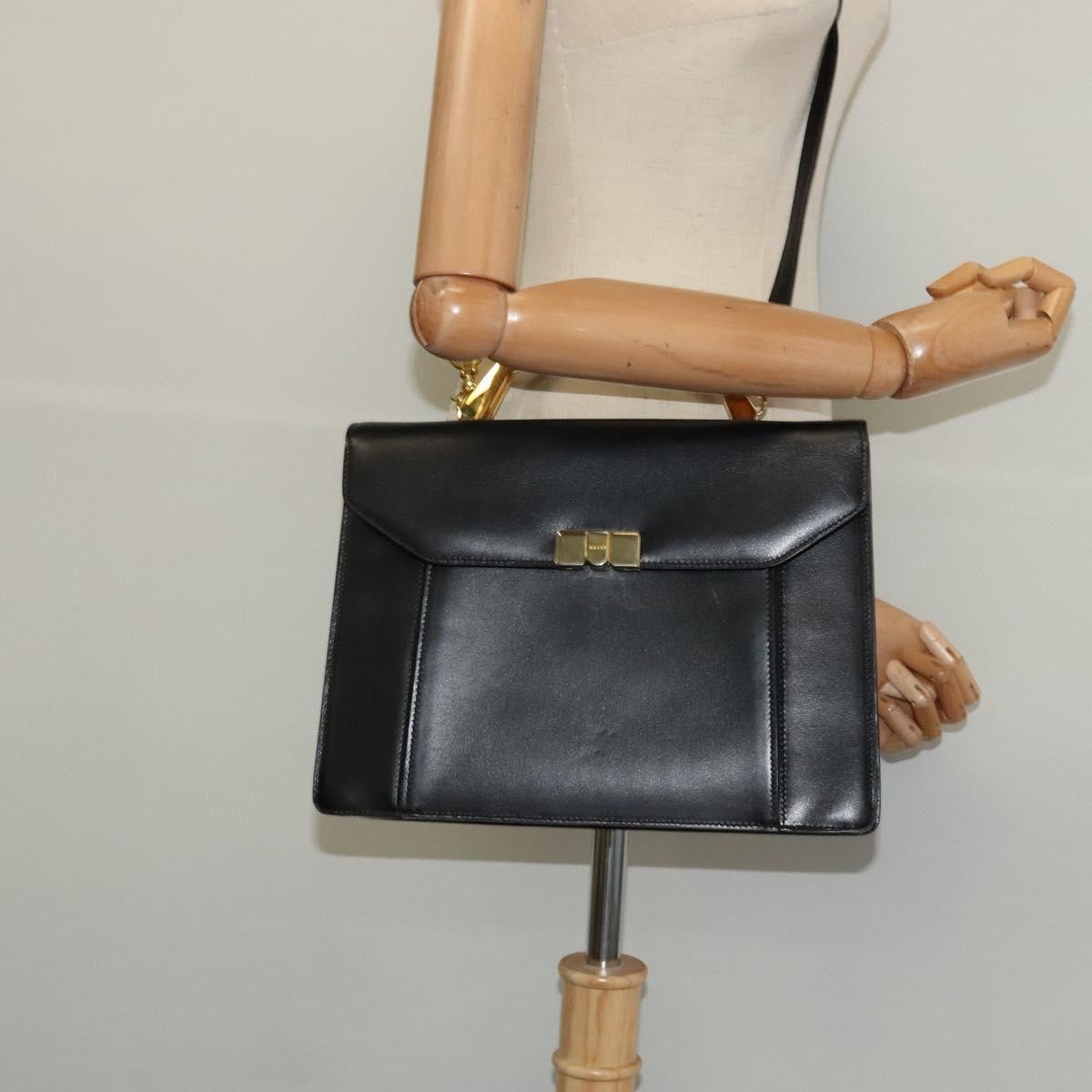 Bally Vintage Handbag Leather, BLACK, LEATHER, Handbag