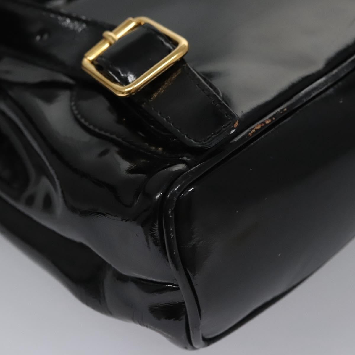 Gucci Vintage Bamboo Backpack Patent, BLACK, PATENT_LEATHER, Backpack