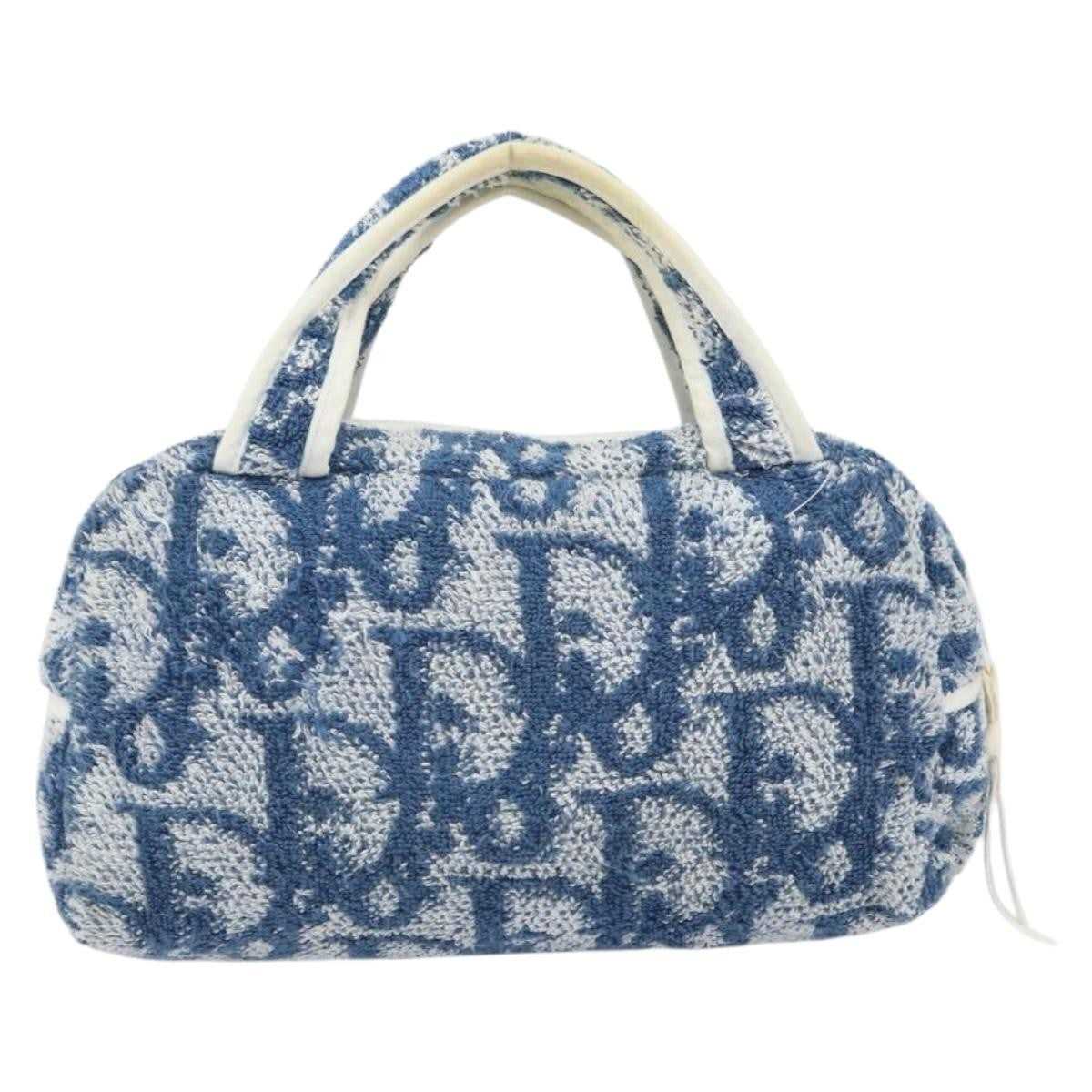 Christian Dior Vintage Trotter Handbag Canvas, BLUE, CANVAS, Handbag