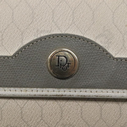 Christian Dior Vintage Honeycomb chain Canvas, WHITE, CANVAS, Handbag