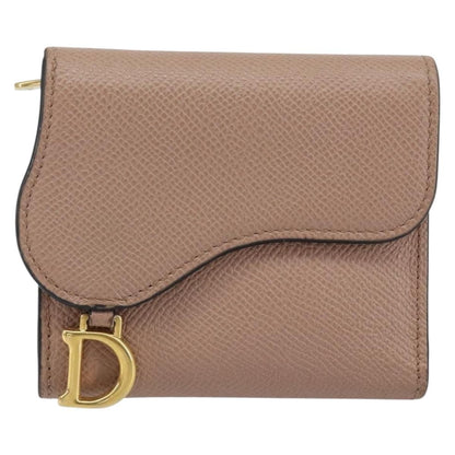 Christian Dior Saddle Lotus Wallet Leather, BEIGE, LEATHER, Wallets