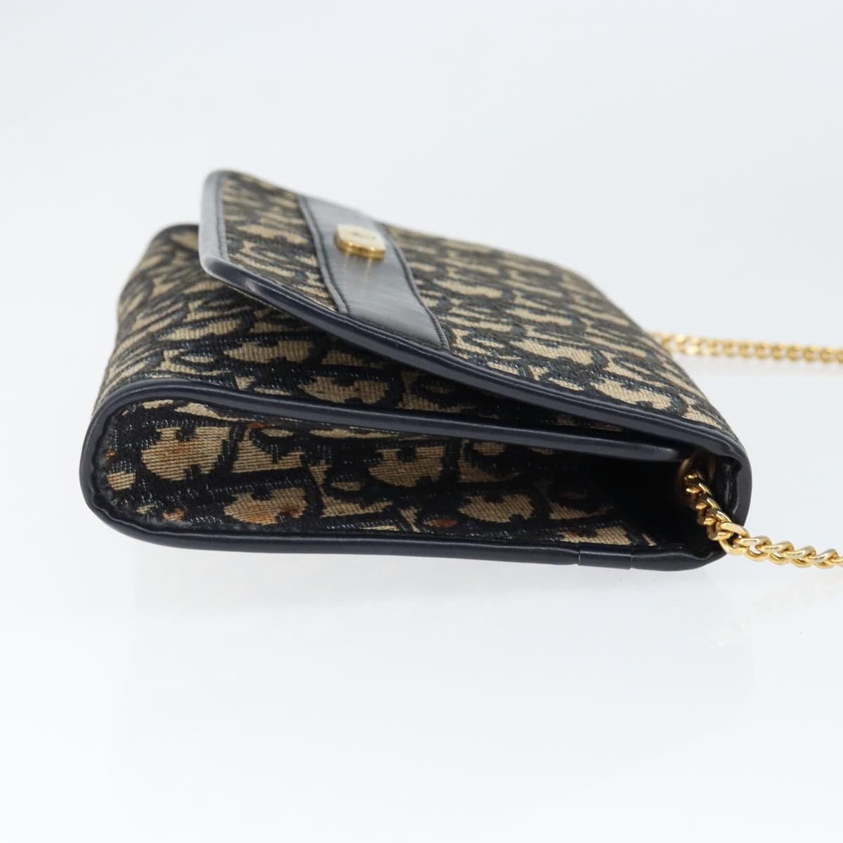 Christian Dior Vintage Trotter Shoulder Bag Canvas, NAVY, CANVAS, Shoulder bag