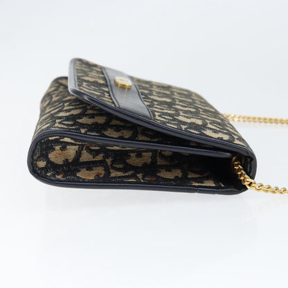 Christian Dior Vintage Trotter Shoulder Bag Canvas, NAVY, CANVAS, Shoulder bag