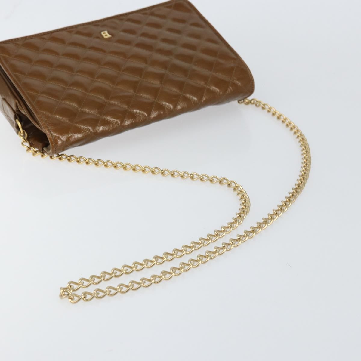 Bally Vintage Chain Shoulder Bag Quilted Patent leather, BROWN, PATENT_LEATHER, Shoulder bag