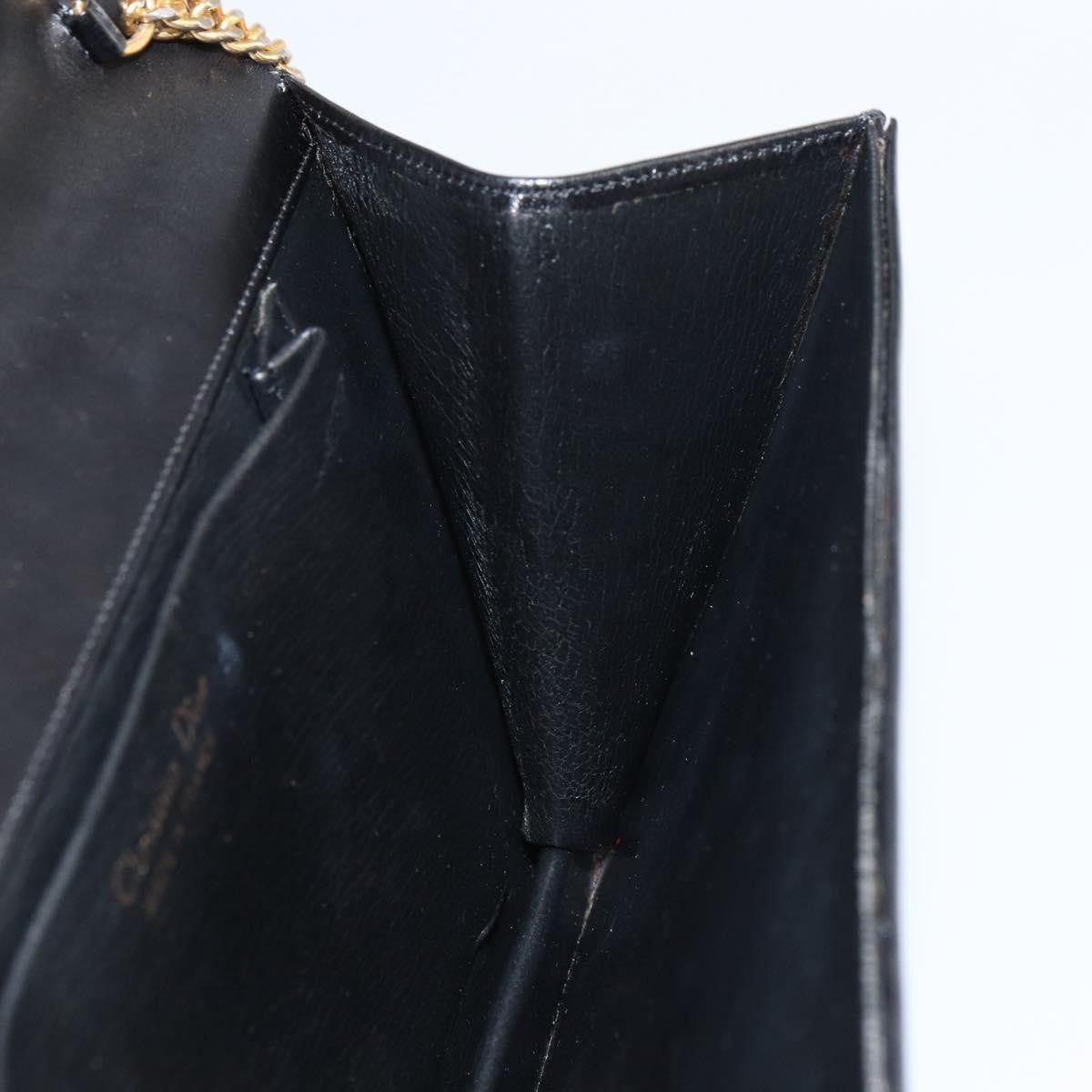 Christian Dior Vintage Chain Flap Shoulder Bag Leather, BLACK, LEATHER, Shoulder bag