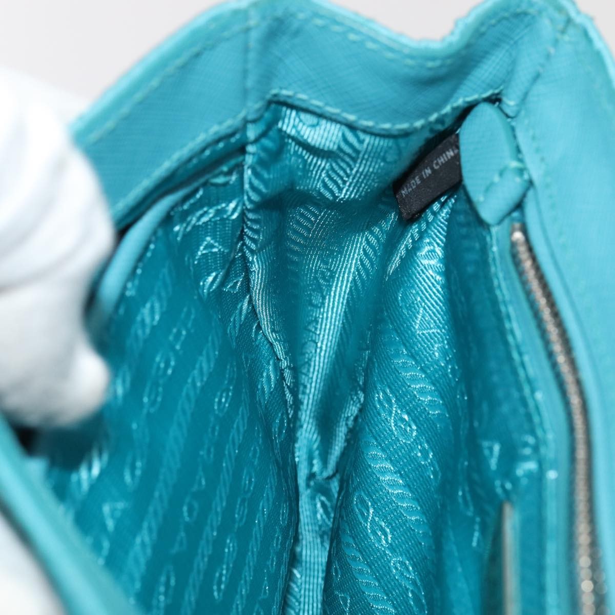 Prada Pushlock Chain Flap Bag Quilted Tessuto, Turquoise, Nylon, Shoulder Bag