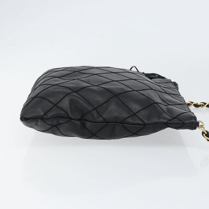 Chanel Vintage Shoulder Bag Leather, BLACK, LEATHER, Shoulder bag