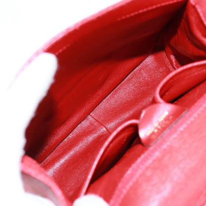 Celine Vintage Triomphe Flap Bag Leather, RED, LEATHER, Shoulder bag