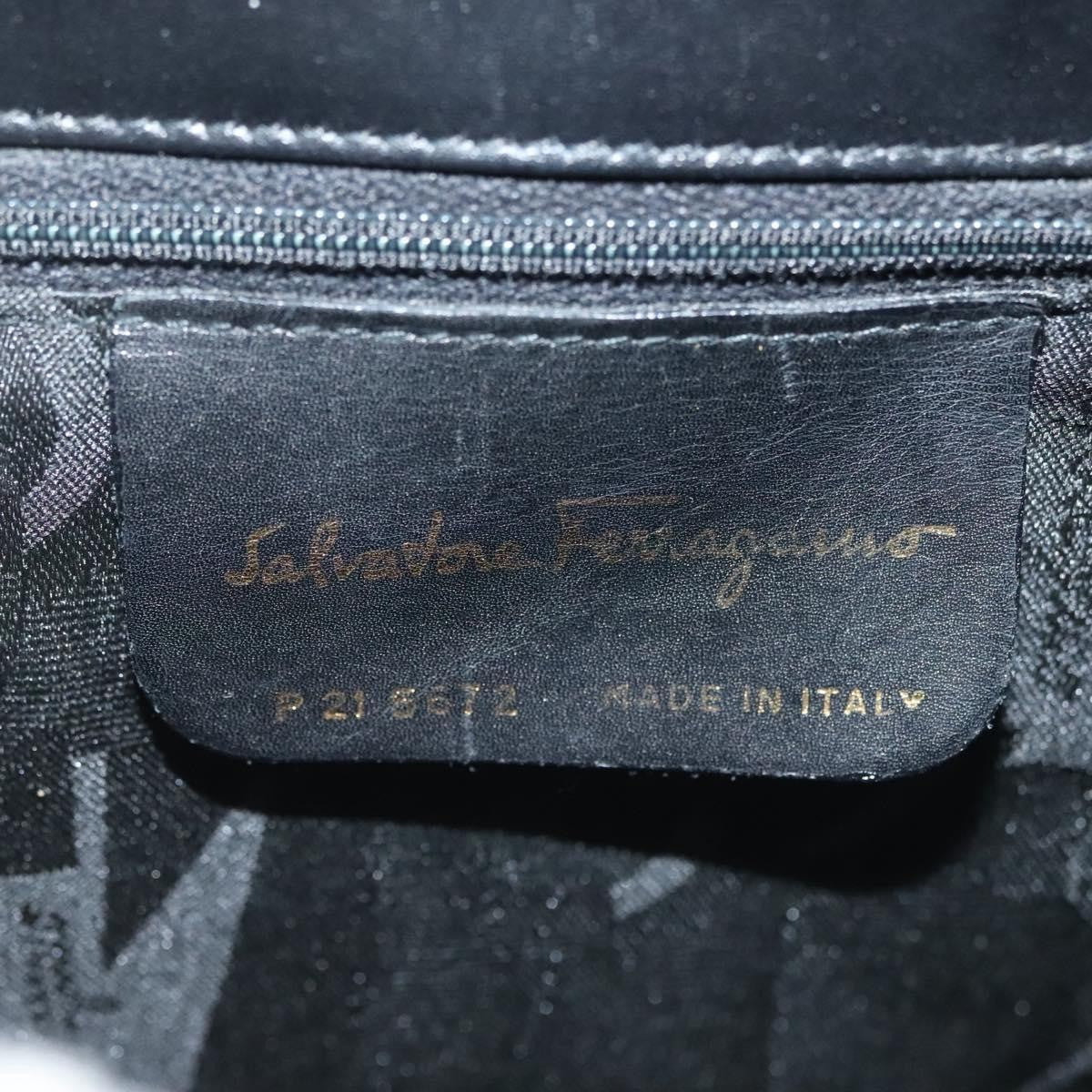 Salvatore Ferragamo Vintage Gancini Convertible Top Handle Bag Leather, BLACK, LEATHER, Handbag