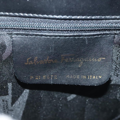 Salvatore Ferragamo Vintage Gancini Convertible Top Handle Bag Leather, BLACK, LEATHER, Handbag