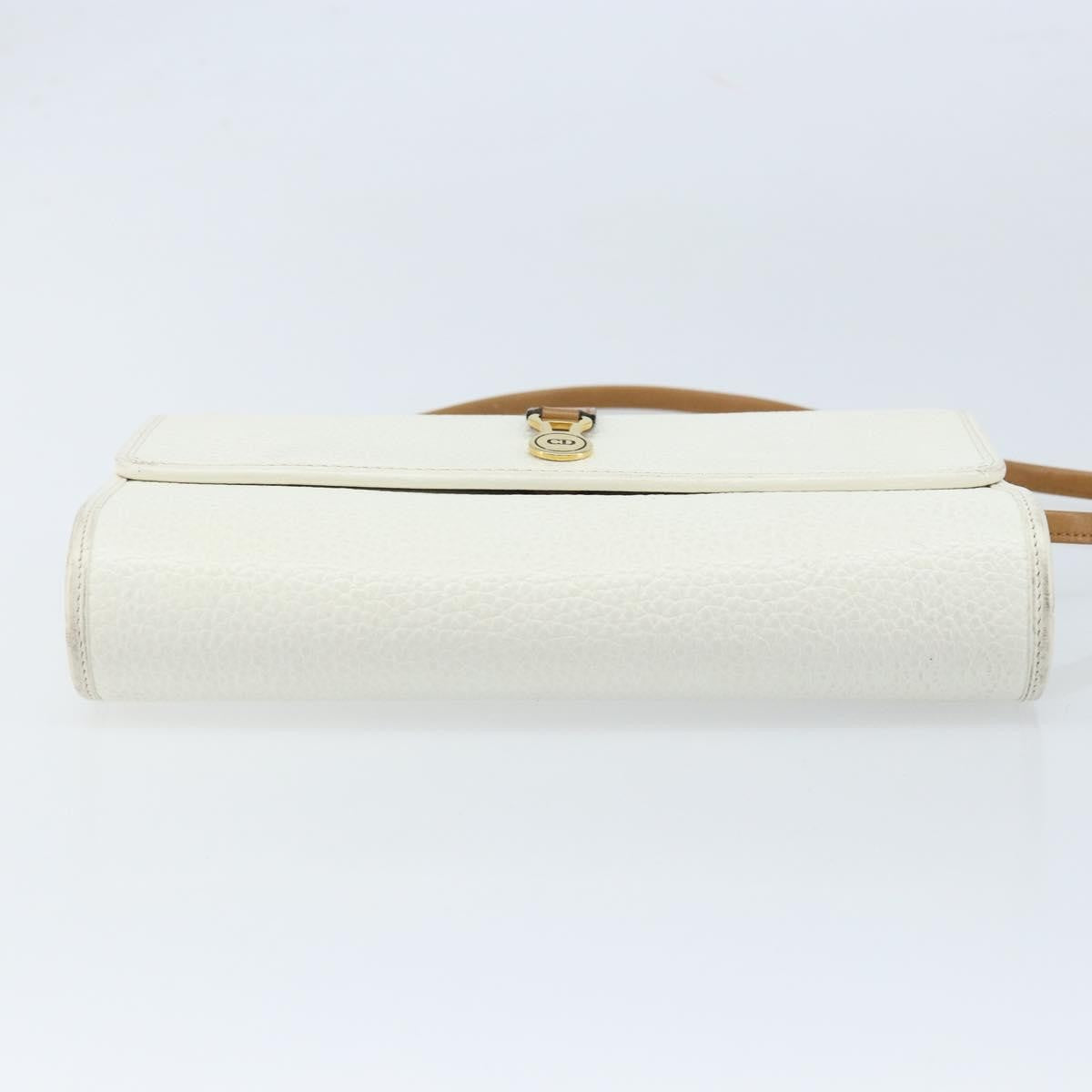 Christian Dior Vintage CD Logo Shoulder Bag Leather, WHITE, LEATHER, Shoulder bag