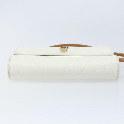 Christian Dior Vintage CD Logo Shoulder Bag Leather, WHITE, LEATHER, Shoulder bag