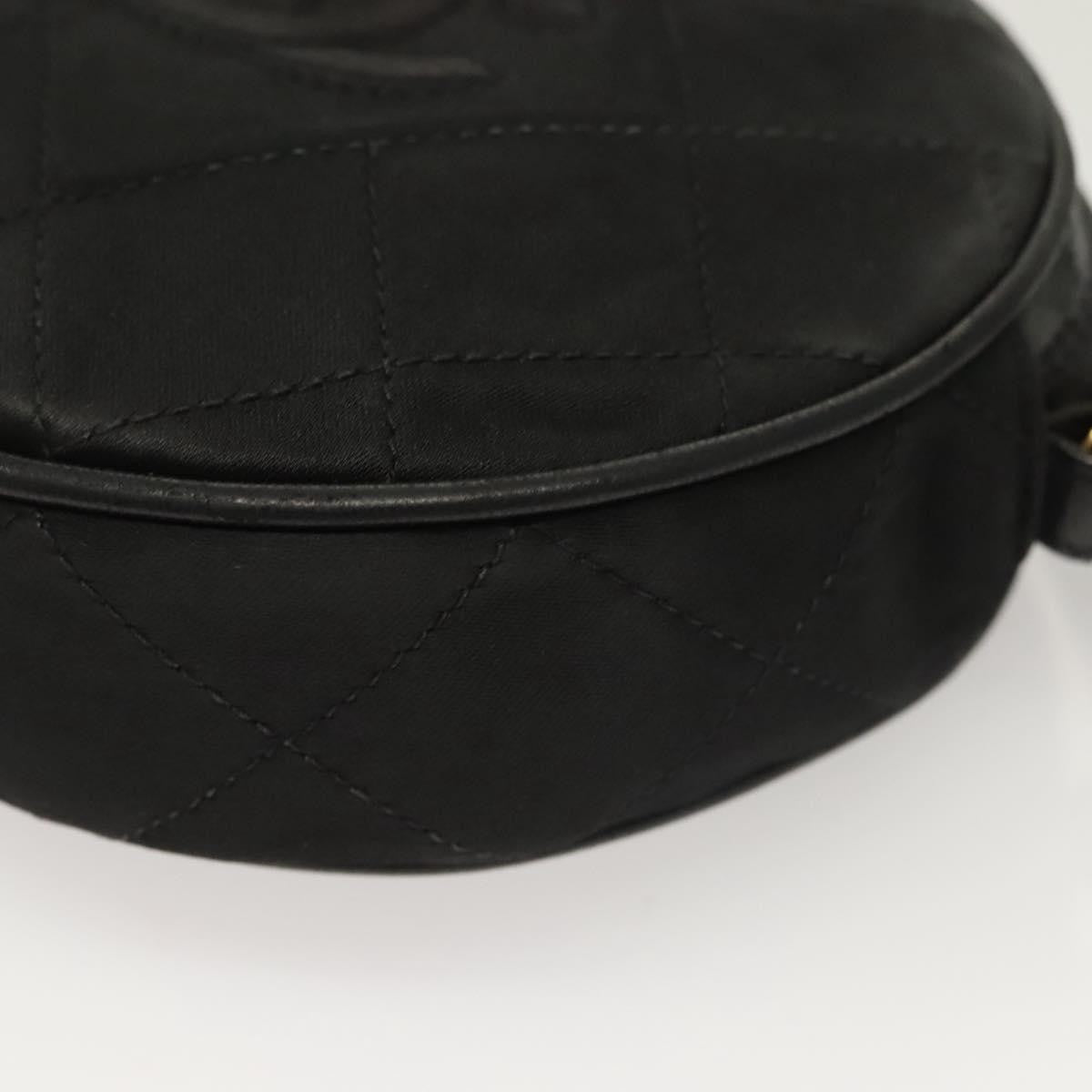 Chanel Vintage Round Tassel Crossbody Bag Quilted Satin, BLACK, SATIN, Shoulder bag