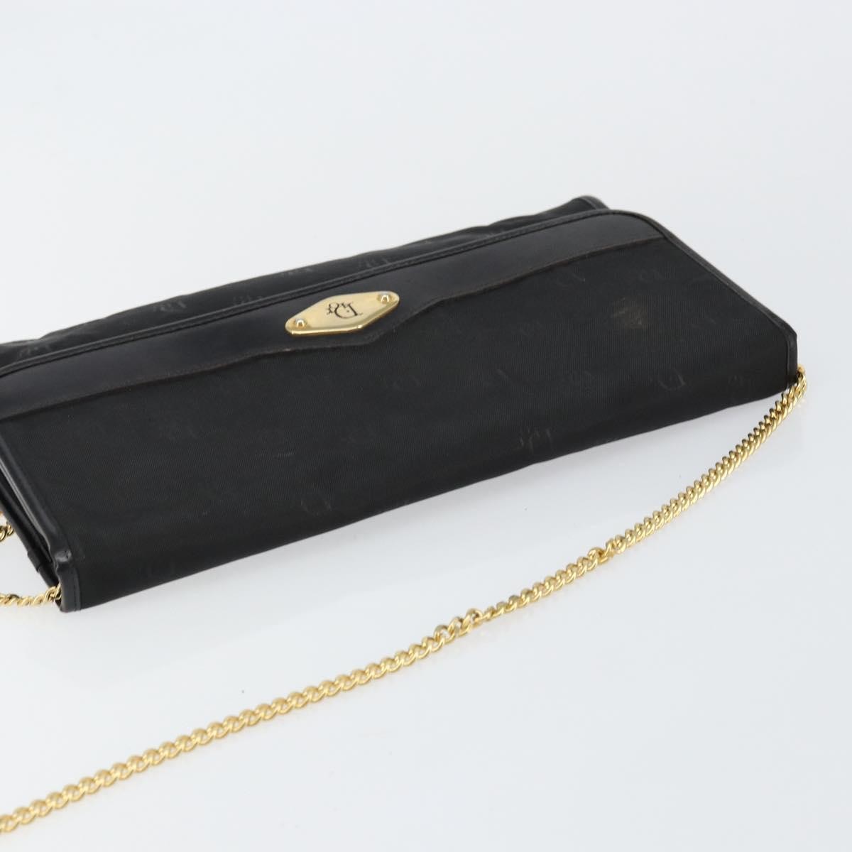 Christian Dior Vintage CD Chain Flap Shoulder Bag Diorissimo Canvas, Black, Nylon, Shoulder Bag