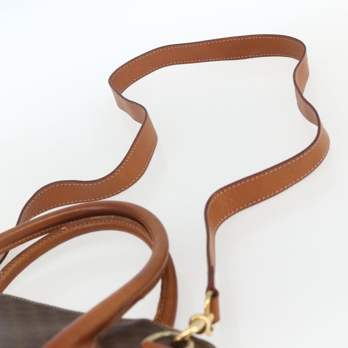 Celine Vintage Macadam Handbag Canvas and Leather, BROWN, CANVAS, Handbag