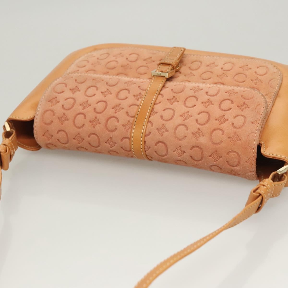 Celine Vintage Macadam Shoulder Bag Canvas and Leather, PINK, CANVAS, Shoulder bag