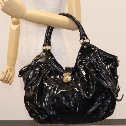 Louis Vuitton L Hobo Surya Leather, Black, Patent Leather, Handbag