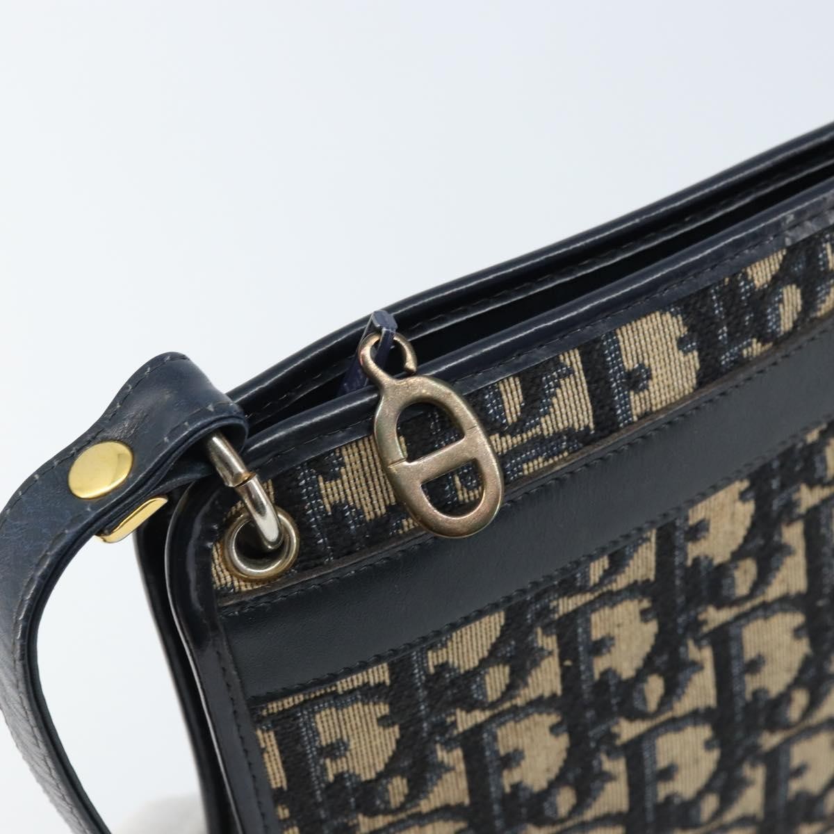 Christian Dior Vintage Trotter Shoulder Bag Canvas, NAVY, CANVAS, Shoulder bag