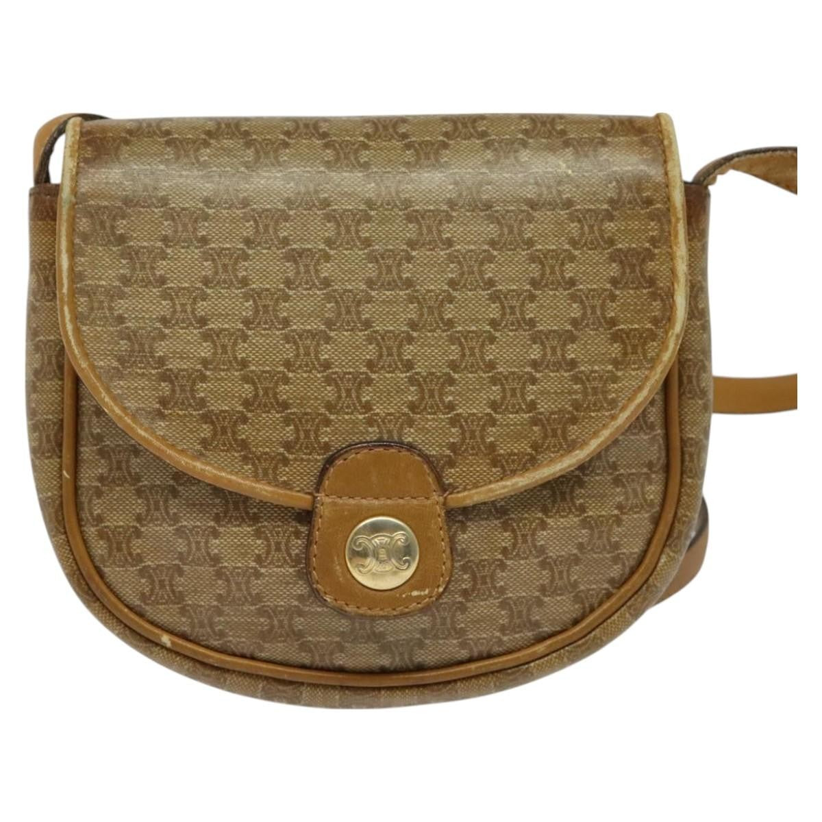 Celine Vintage Macadam Shoulder Bag Canvas, BEIGE, CANVAS, Shoulder bag