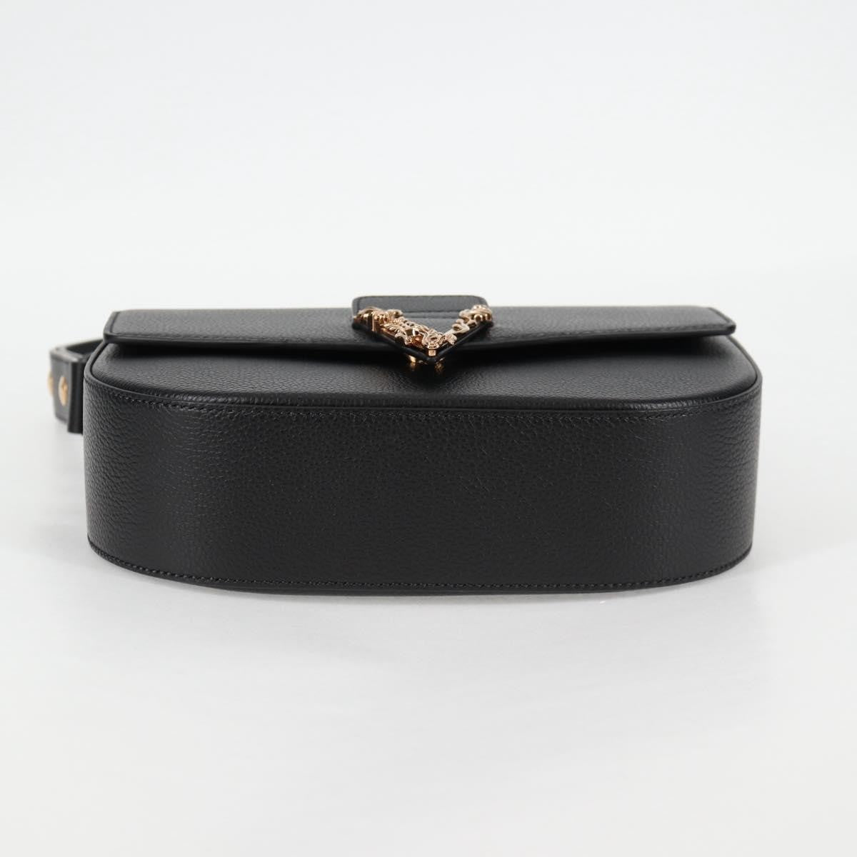 Versace Virtus Flap Messenger Bag Leather, BLACK, LEATHER, Crossbody bag