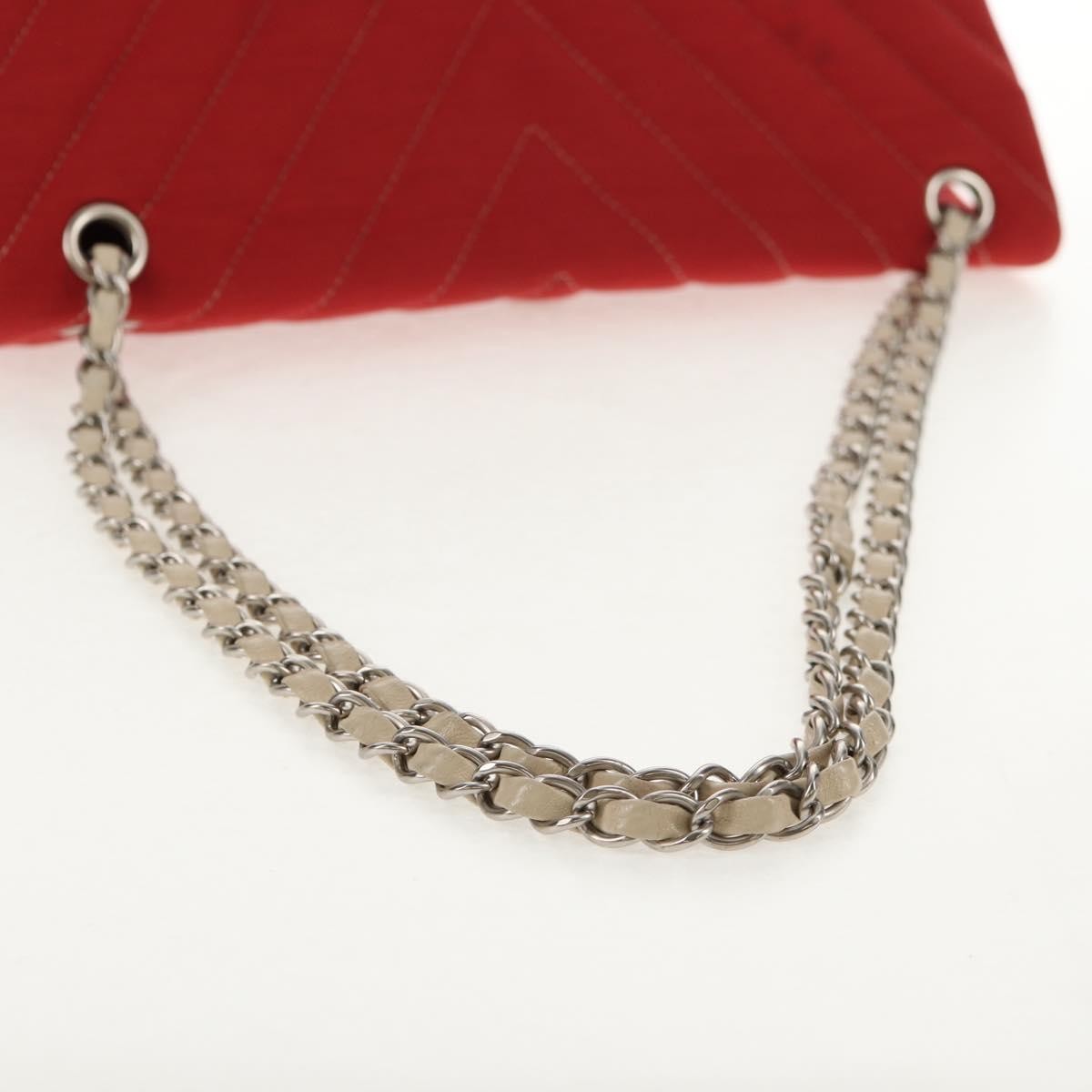 Chanel Leo Lion Flap Bag Chevron Jersey, RED, COTTON, Shoulder bag