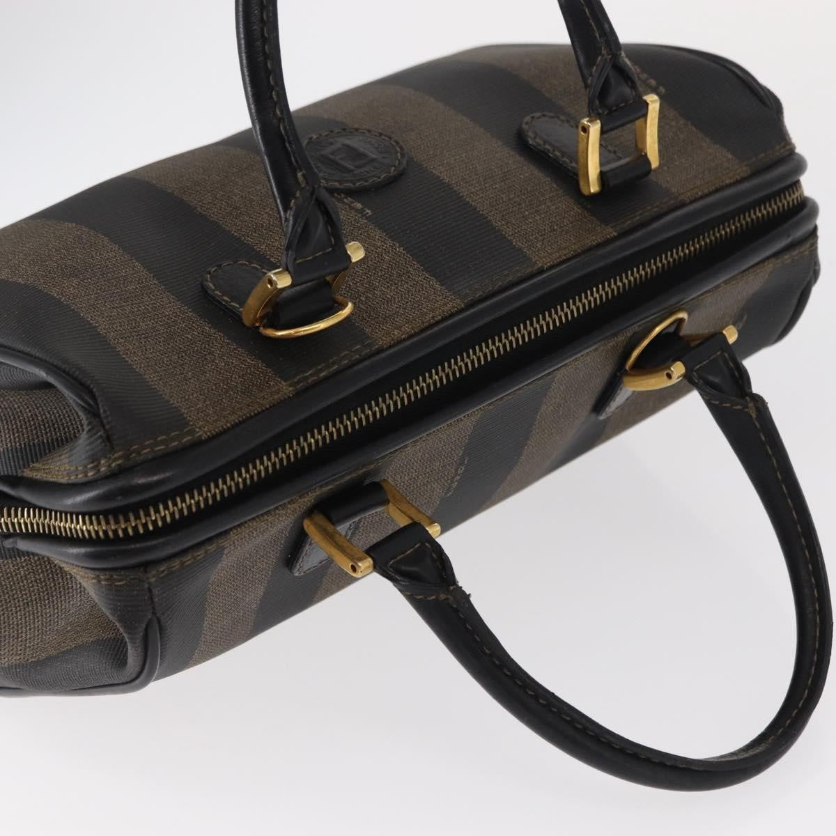 Fendi Vintage Pequin Convertible Boston Bag Coated Canvas, BROWN, CANVAS, Travel bag