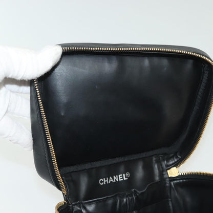 Chanel Vanity pouch Leather, BLACK, LEATHER, Toiletry Case