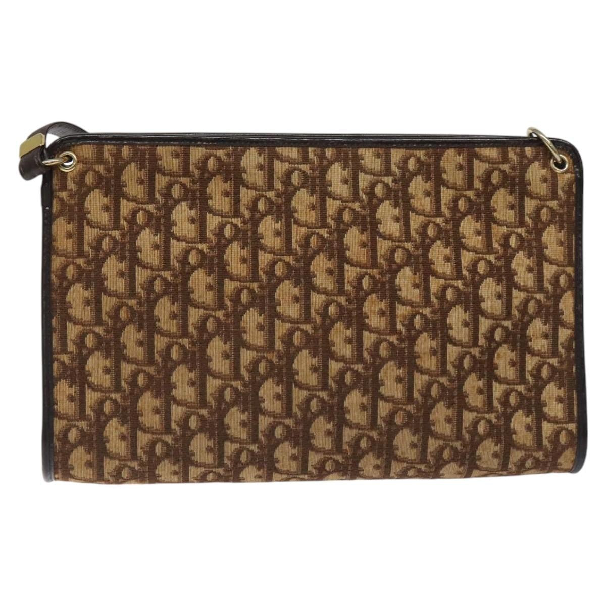 Christian Dior Vintage Trotter Shoulder Bag Canvas, BROWN, CANVAS, Shoulder bag