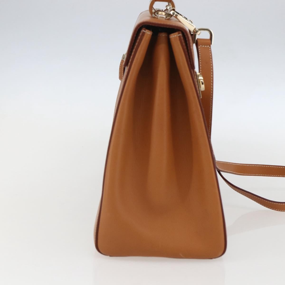 Salvatore Ferragamo Gancini handbag Leather, BROWN, LEATHER, Handbag