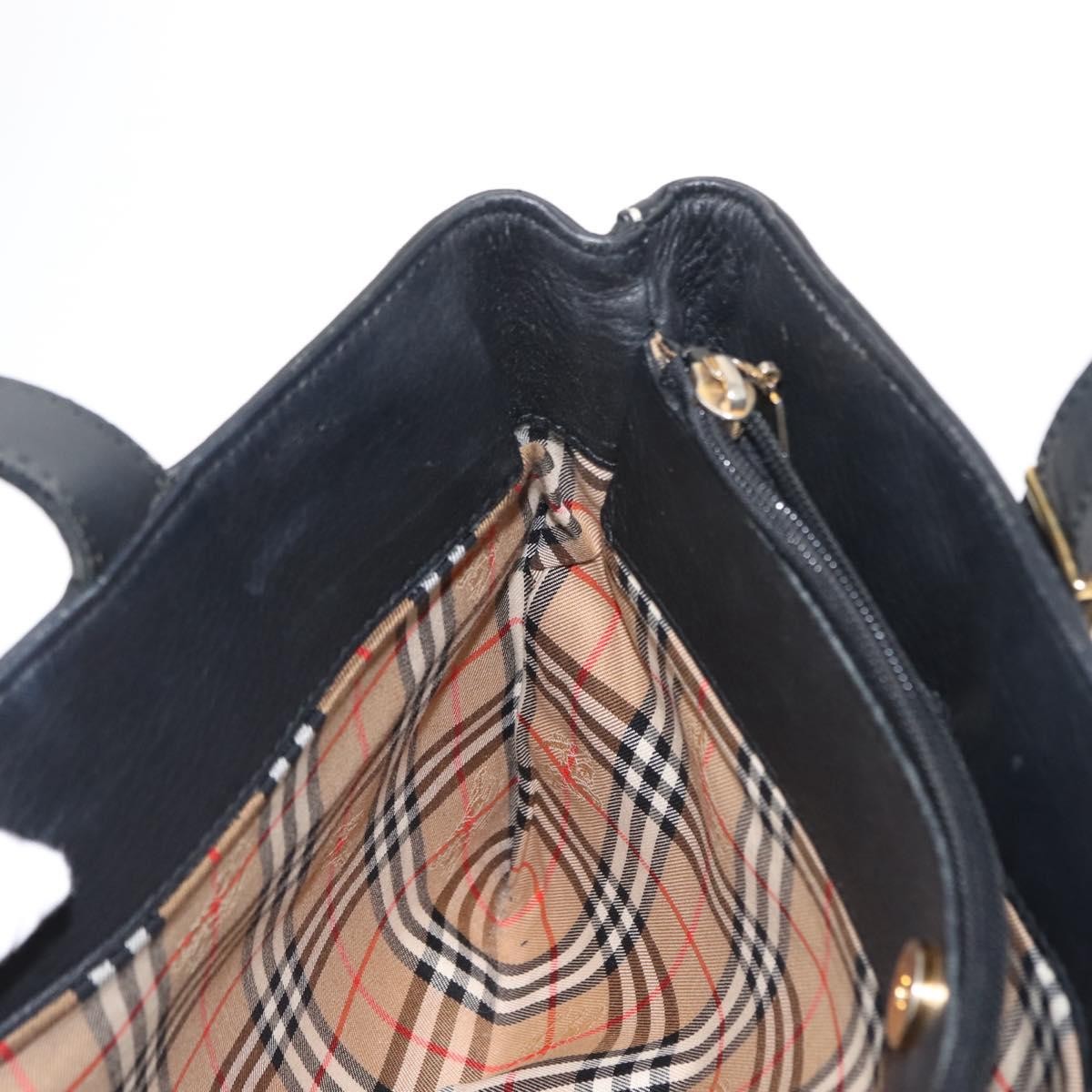Burberry Vintage Handbag Leather, BLACK, LEATHER, Handbag