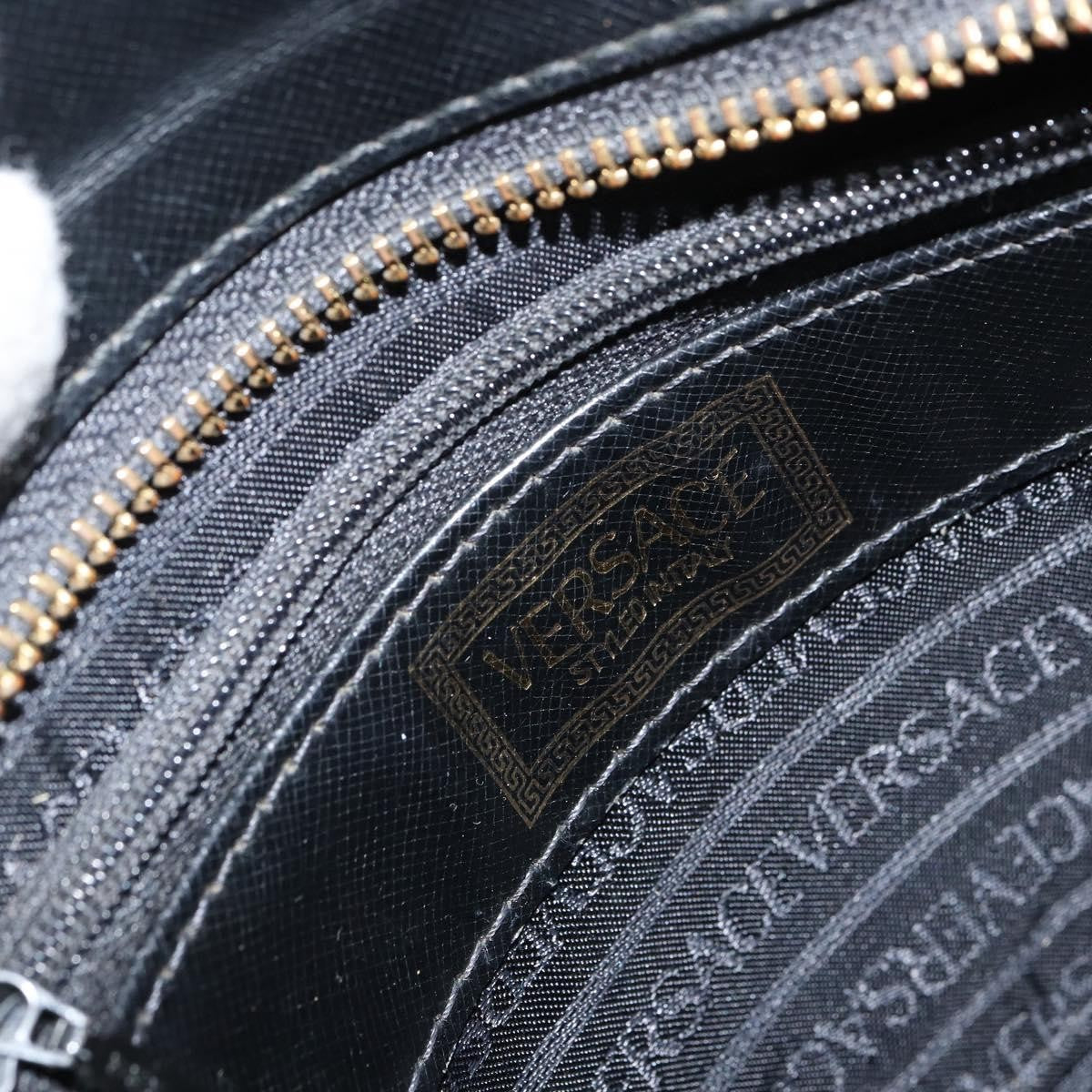 Versace Vintage Handbag Leather, BLACK, LEATHER, Handbag