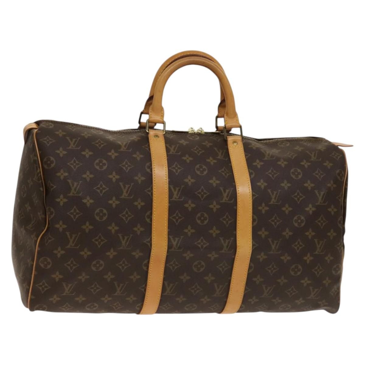 Louis Vuitton Keepall Bag Monogram Canvas, BROWN, CANVAS, Travel bag
