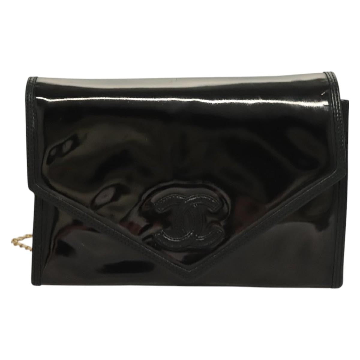 Chanel CC Envelope Flap Crossbody Patent leather, BLACK, PATENT_LEATHER, Clutche & pouche