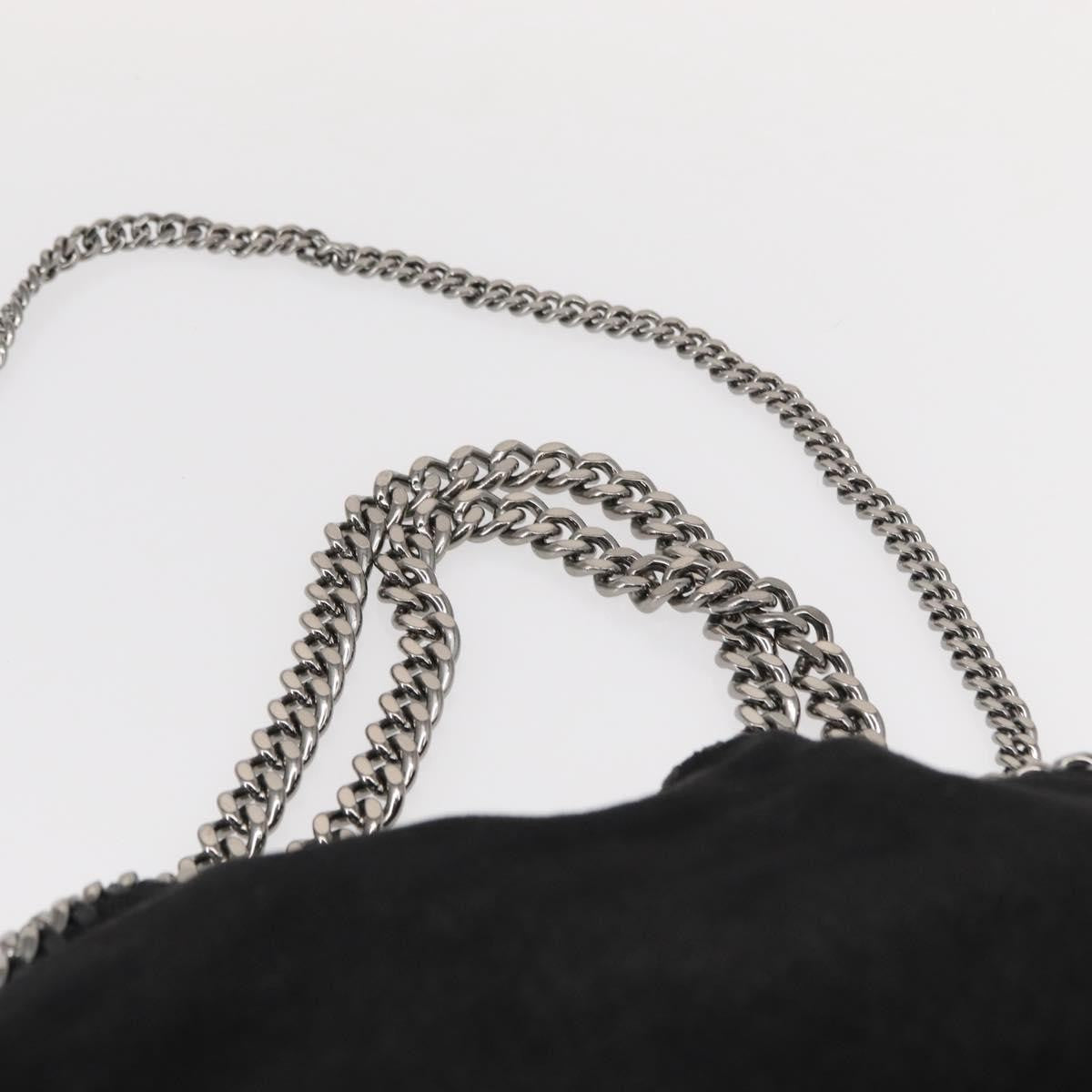 Stella McCartney Falabella Fold Over Crossbody Bag Shaggy Deer, BLACK, POLYESTER, Shoulder bag