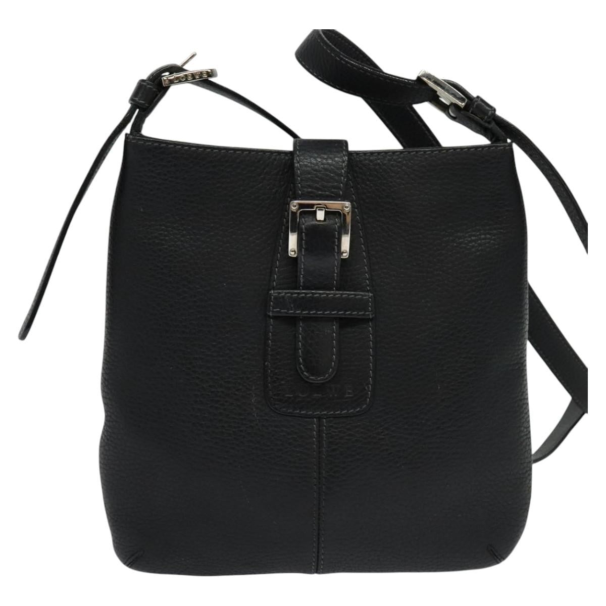 Loewe Vintage Shoulder Bag Leather, BLACK, LEATHER, Shoulder bag