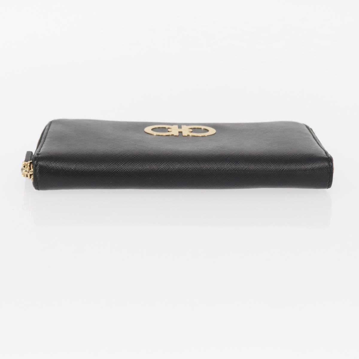 Salvatore Ferragamo Gancini Bifold Wallet Quilted Leather, BLACK, LEATHER, Wallets
