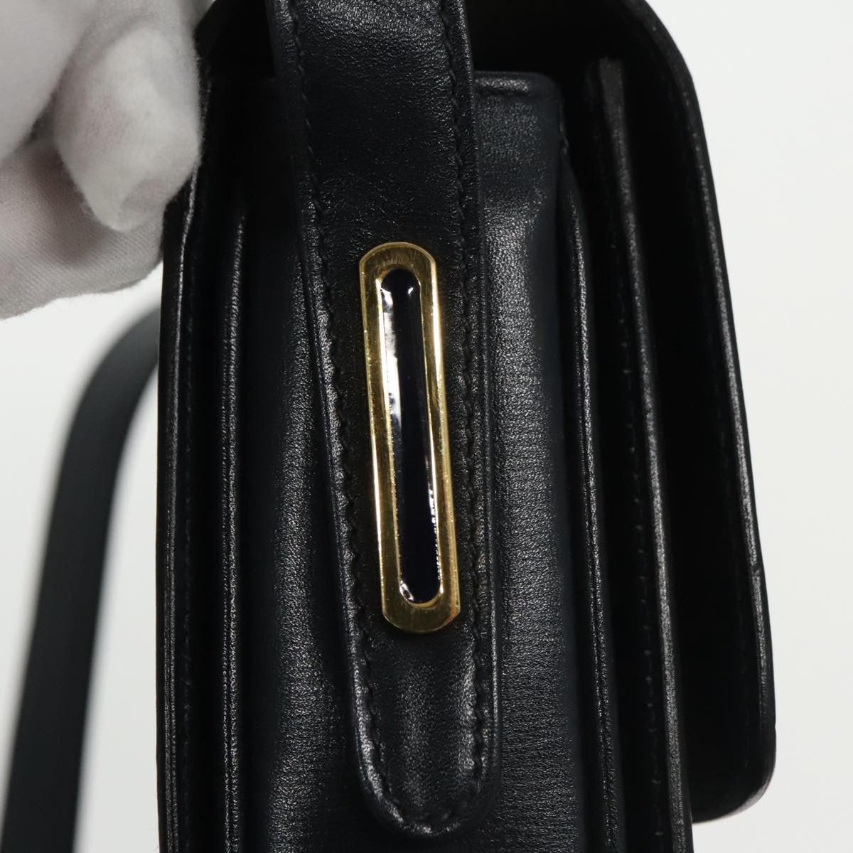 Gucci Vintage Shoulder Bag Leather, NAVY, LEATHER, Shoulder bag