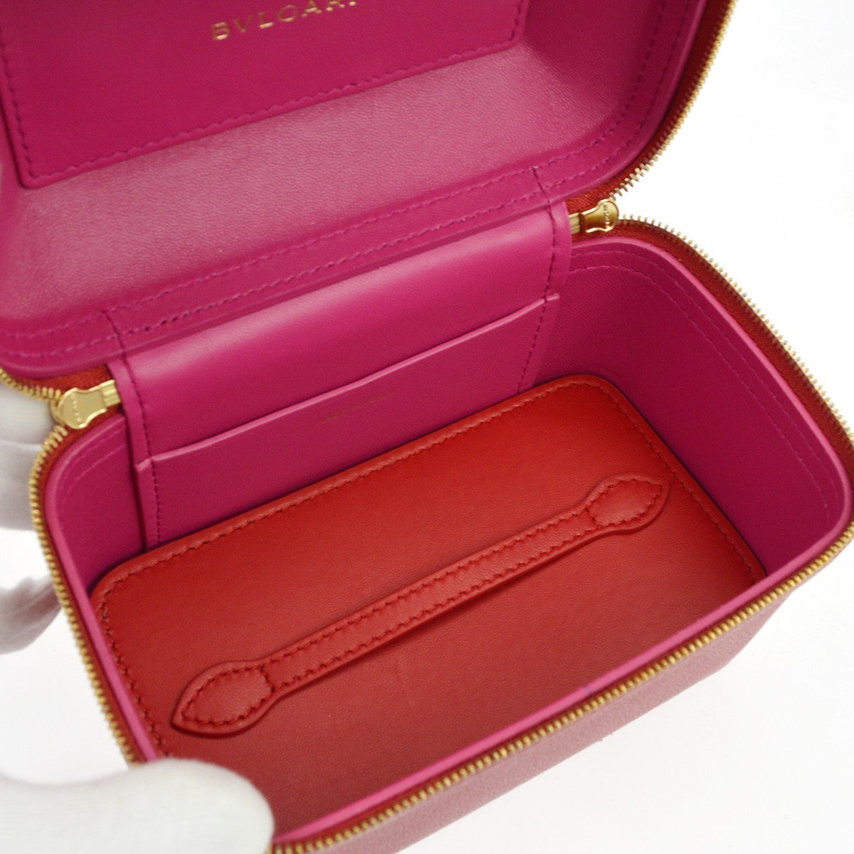 Bvlgari Forever Serpenti Vanity Bag Leather, Red, Leather, Clutch