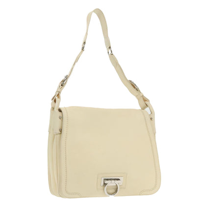 Salvatore Ferragamo Gancini Shoulder Bag Leather, BEIGE, LEATHER, Shoulder bag