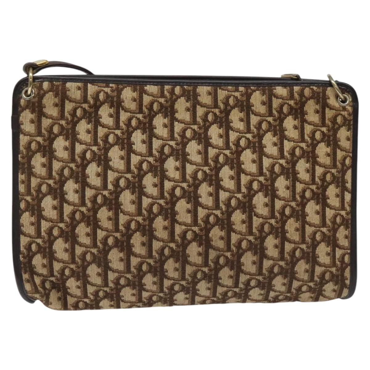 Christian Dior Vintage Trotter Shoulder Bag Canvas, BROWN, CANVAS, Shoulder bag