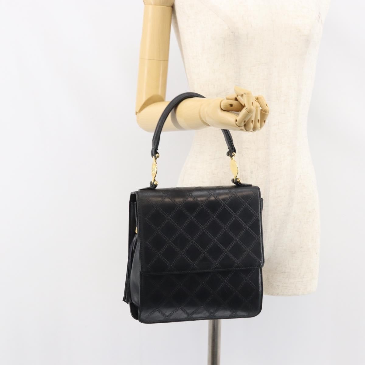 Versace Vintage Handbag Leather, BLACK, LEATHER, Handbag