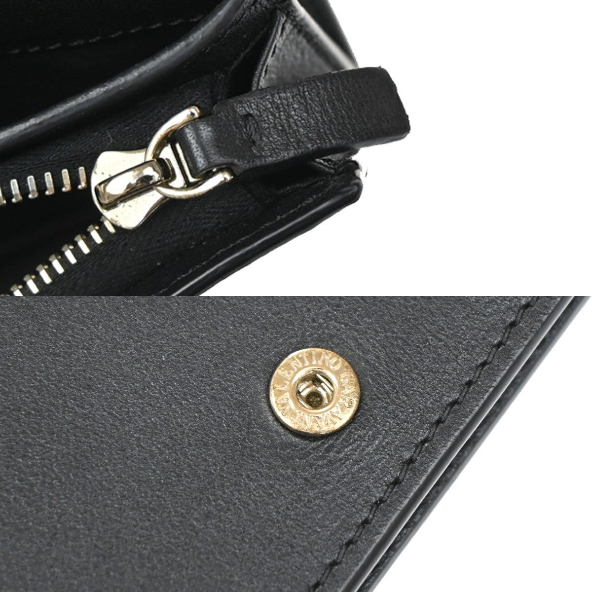 Valentino Garavani Rockstud Bifold Wallet Leather, BLACK, LEATHER, Wallets