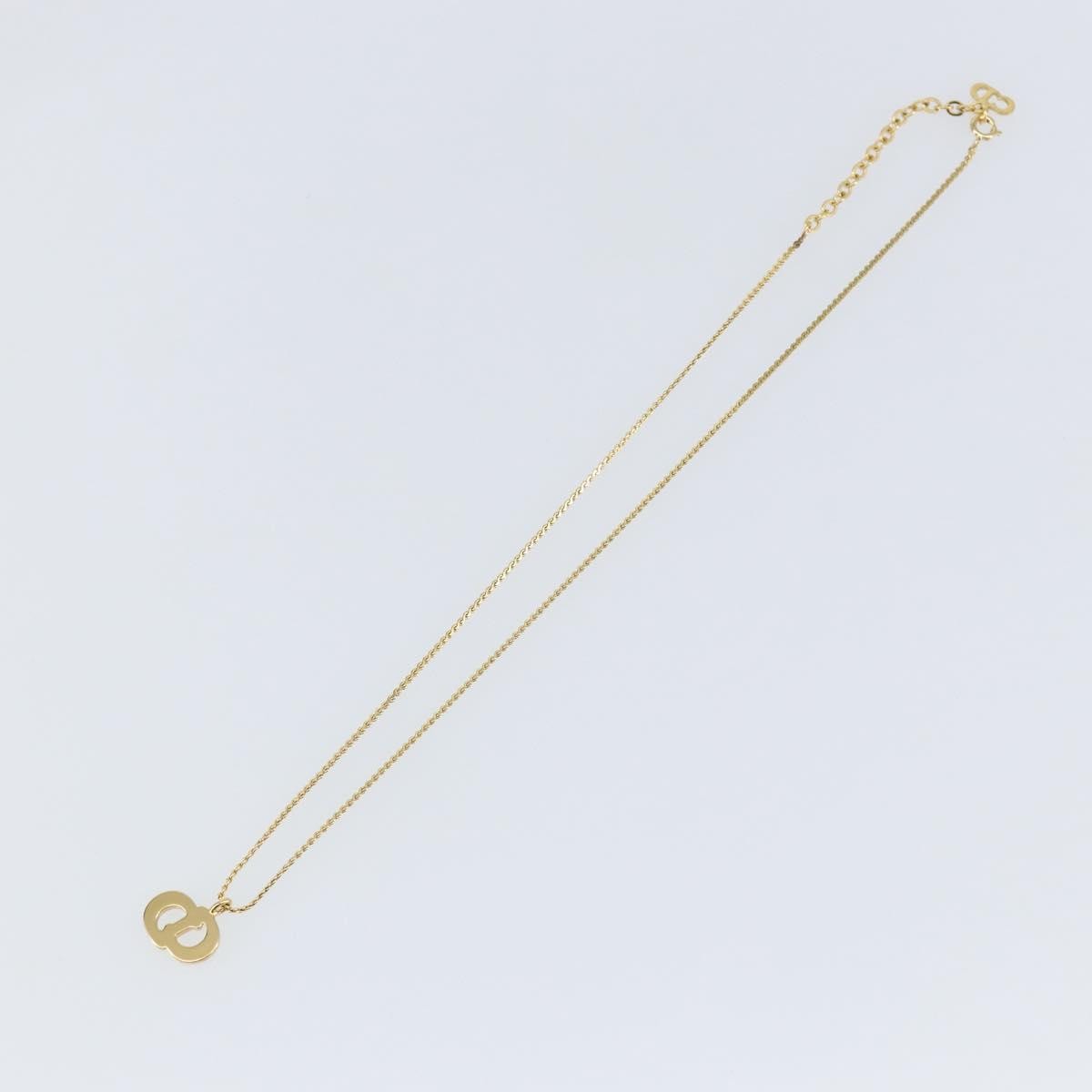 Christian Dior CD Pendant Necklace Metal and Crystals, GOLD, METAL, Necklace