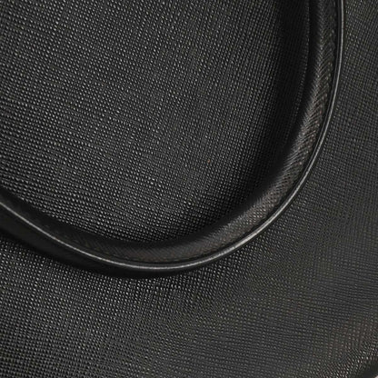 Prada Grommet Galleria Double Zip Tote City Calfskin, BLACK, LEATHER, Shoulder bag