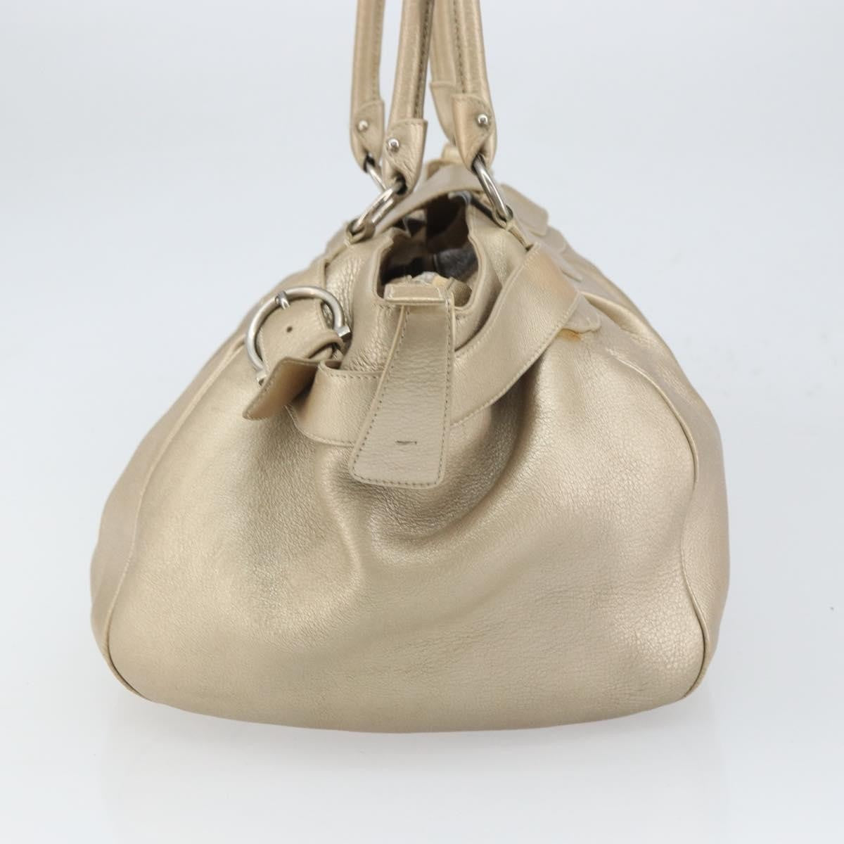 Salvatore Ferragamo Gancini handbag Leather, GOLD, LEATHER, Handbag