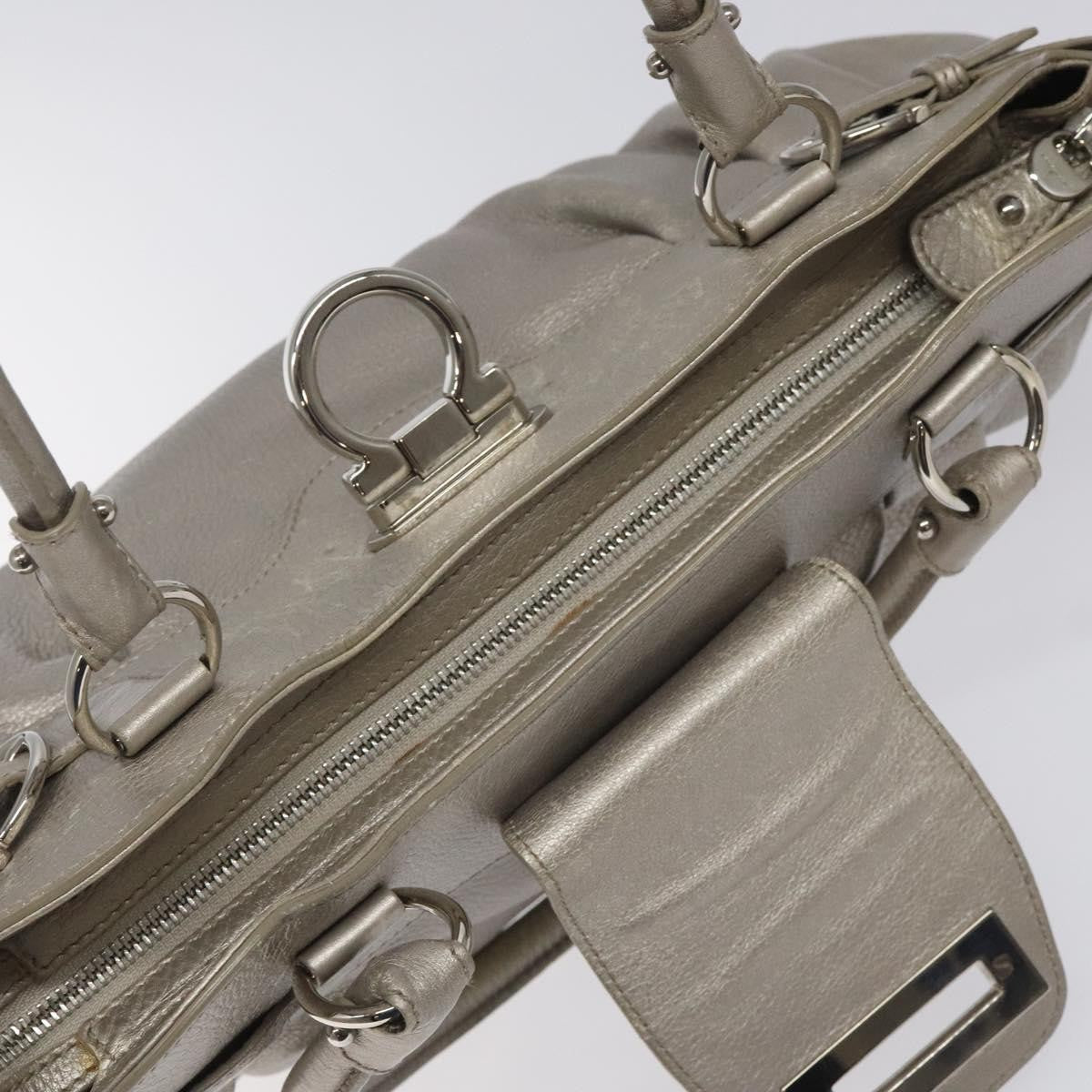 Salvatore Ferragamo Marisa Satchel Leather, SILVER, LEATHER, Shoulder bag