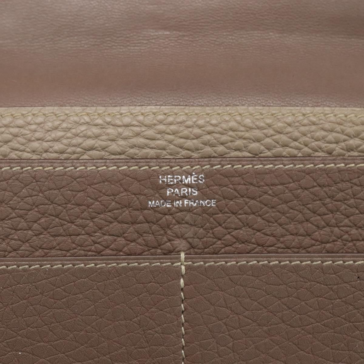 Hermes Dogon Duo Combined Wallet Leather, GRAY, LEATHER, Wallets
