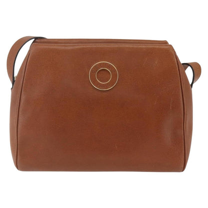 Celine Circle Logo Shoulder Bag Leather, BROWN, LEATHER, Shoulder bag