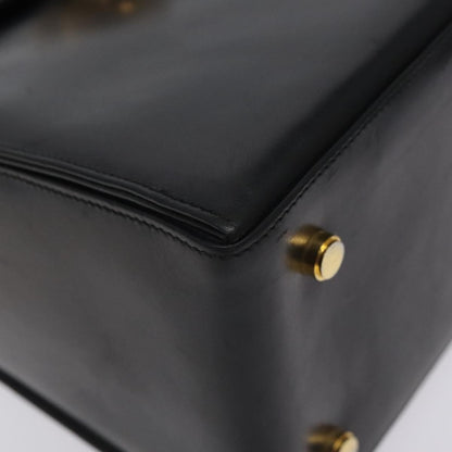 Salvatore Ferragamo Convertible Top Handle Bag Leather, BLACK, LEATHER, Handbag