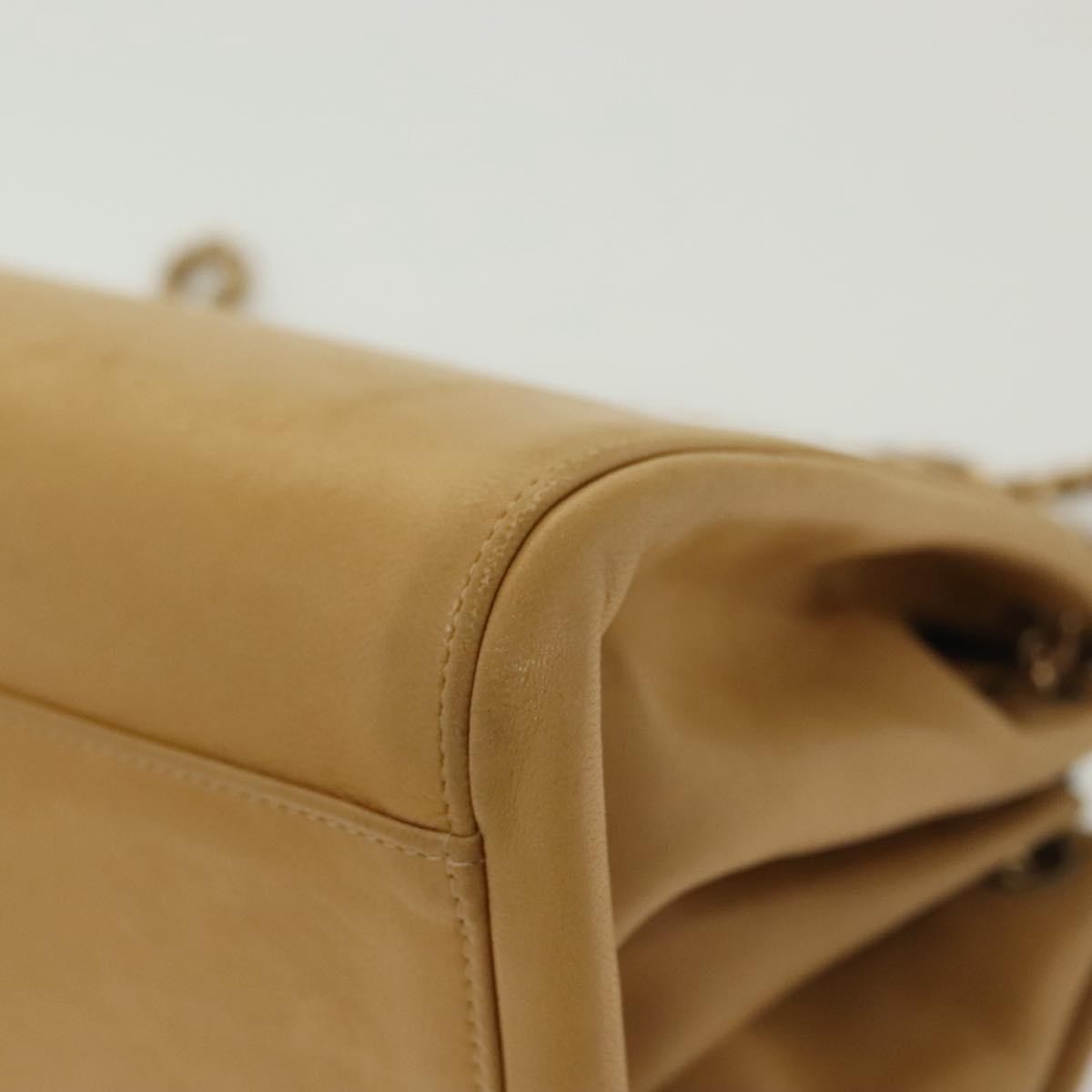 Chanel Chocolate Bar Flap Bag Quilted Lambskin, BEIGE, LEATHER, Shoulder bag